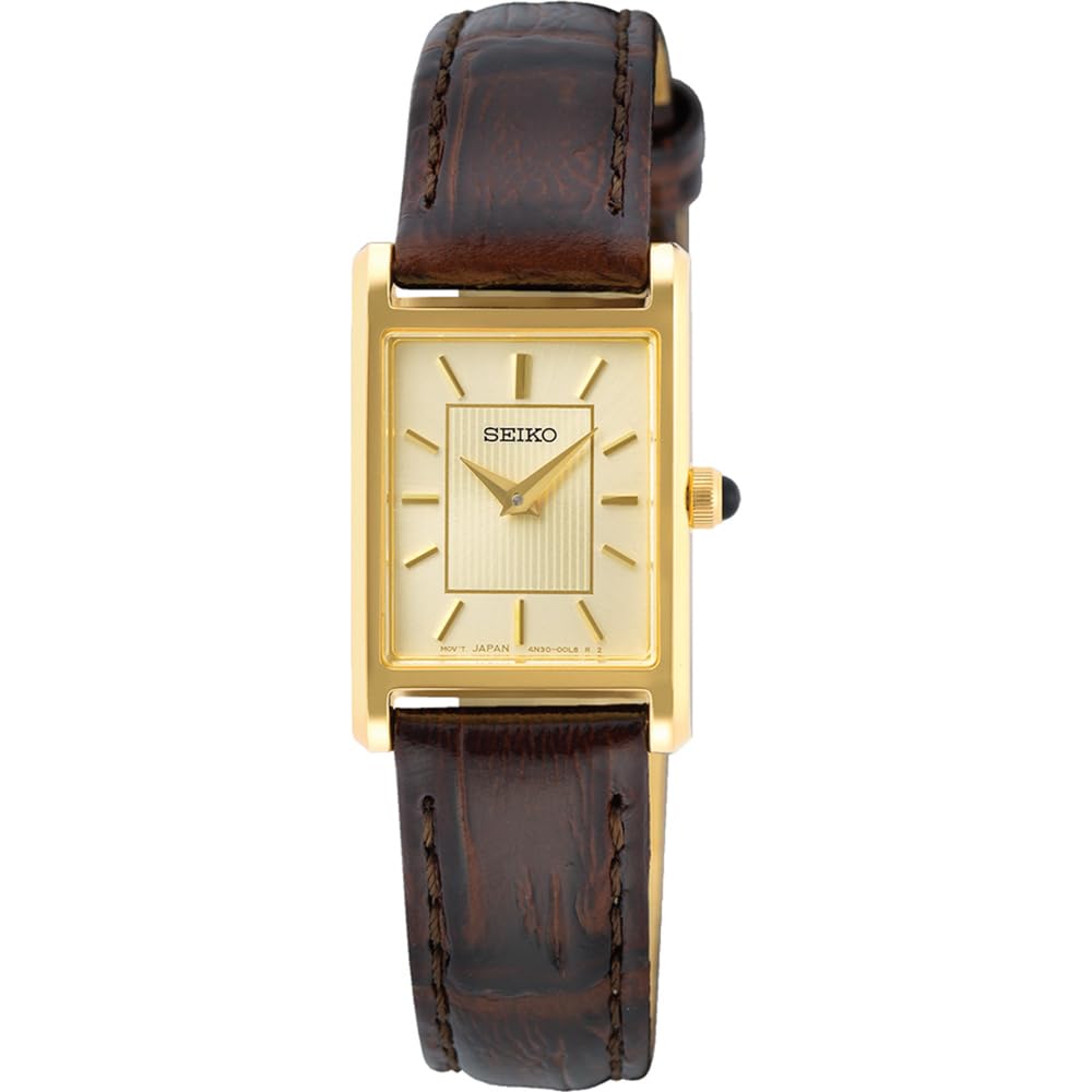 Seiko Women's Watch Quartz stainless steel leather strap SWR066P1, gold, lace-up.