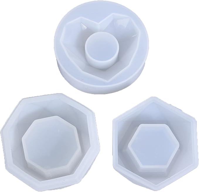 3 件花盆树脂模具,六角形钻石形状仙人掌花环氧树脂铸造模具,硅胶植物