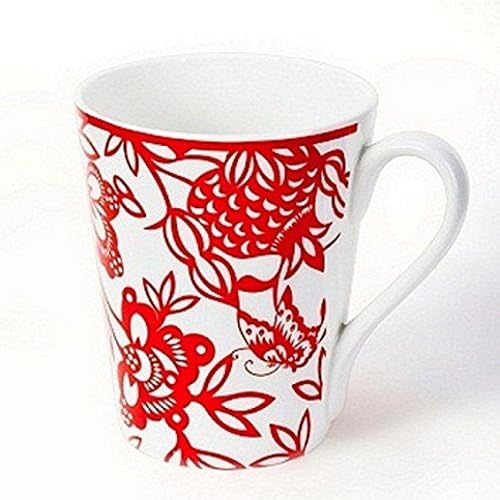 【春雷行动 特价】其唯美品剪纸系列桔红骨瓷马克杯