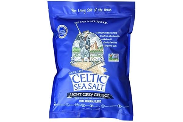 celtic sea salt 袋装海盐,5磅,美味无添加剂可密封,适合烹饪,烘焙和