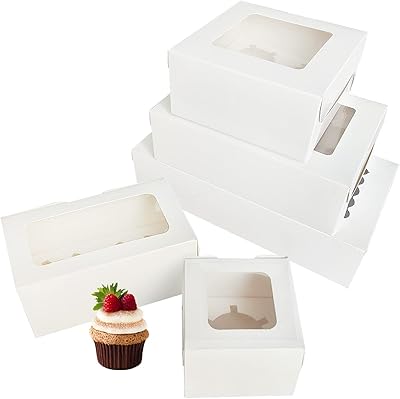 lazywomen 白色纸杯蛋糕盒散装 20 件包括 1 2 4 6 8 件独立纸杯蛋糕