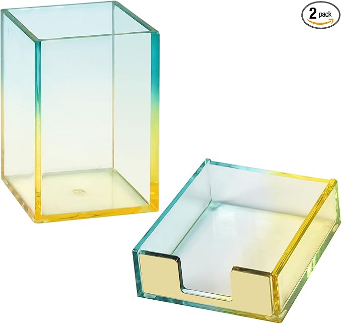 亚克力便签纸分配器 N 笔筒套装分配器现代办公桌收纳盒套装备忘录支