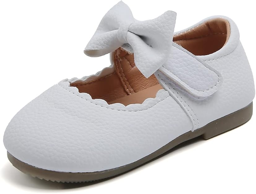 lafegen 女童玛丽珍平底鞋带蝴蝶结防滑软底 pu 皮新生儿学步鞋圆圈
