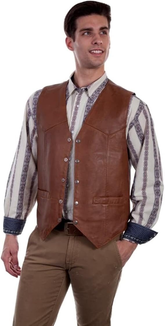 scully mens leather vest