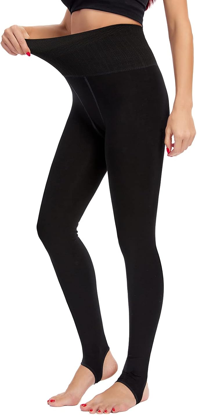 不透明紧身裤女士控制上衣连裤袜冬季保暖厚紧身裤, 黑色(加厚), 大