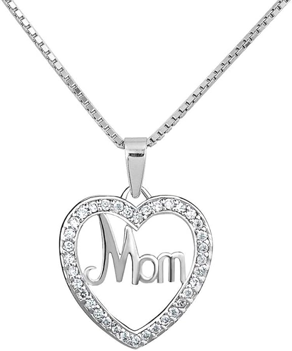 loenme jewelry love mom forever 吊坠带诞生石 925 纯银心形项链