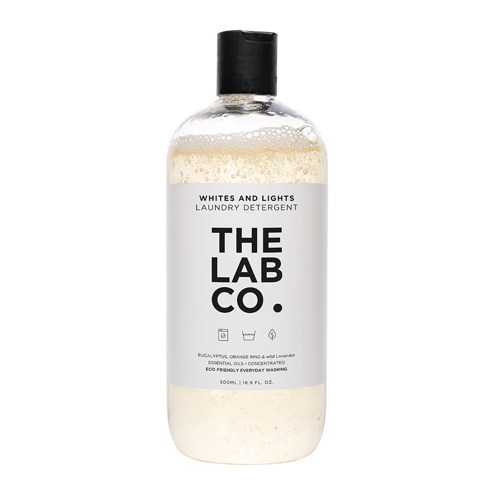 The Lab Co. Light and Whites Laundry detergent, suitable for washing machine and hand washing and lavender and orange rinse. 500ml
