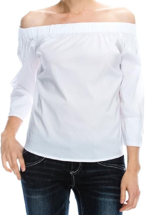 mono b crisp 棉质露肩袖口更新衬衫白色女衬衫上衣