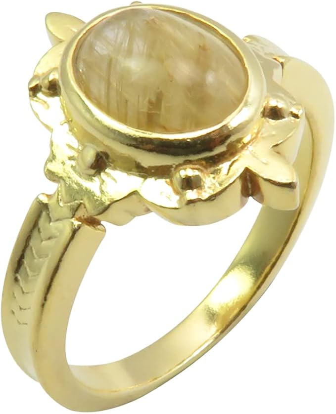 silverstarjewel 纯银 24k 金色叠加天然金发丝戒指 8 号送给未婚妻的