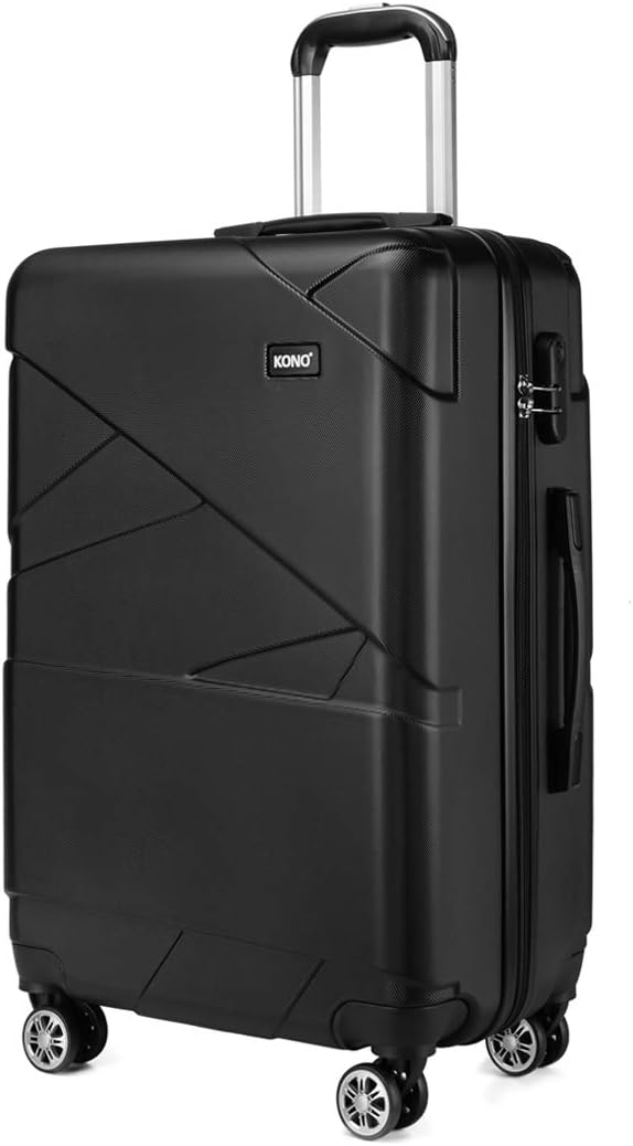 kono 硬壳行李箱 拉杆 双轮 旅行箱 带密码锁 黑色 l