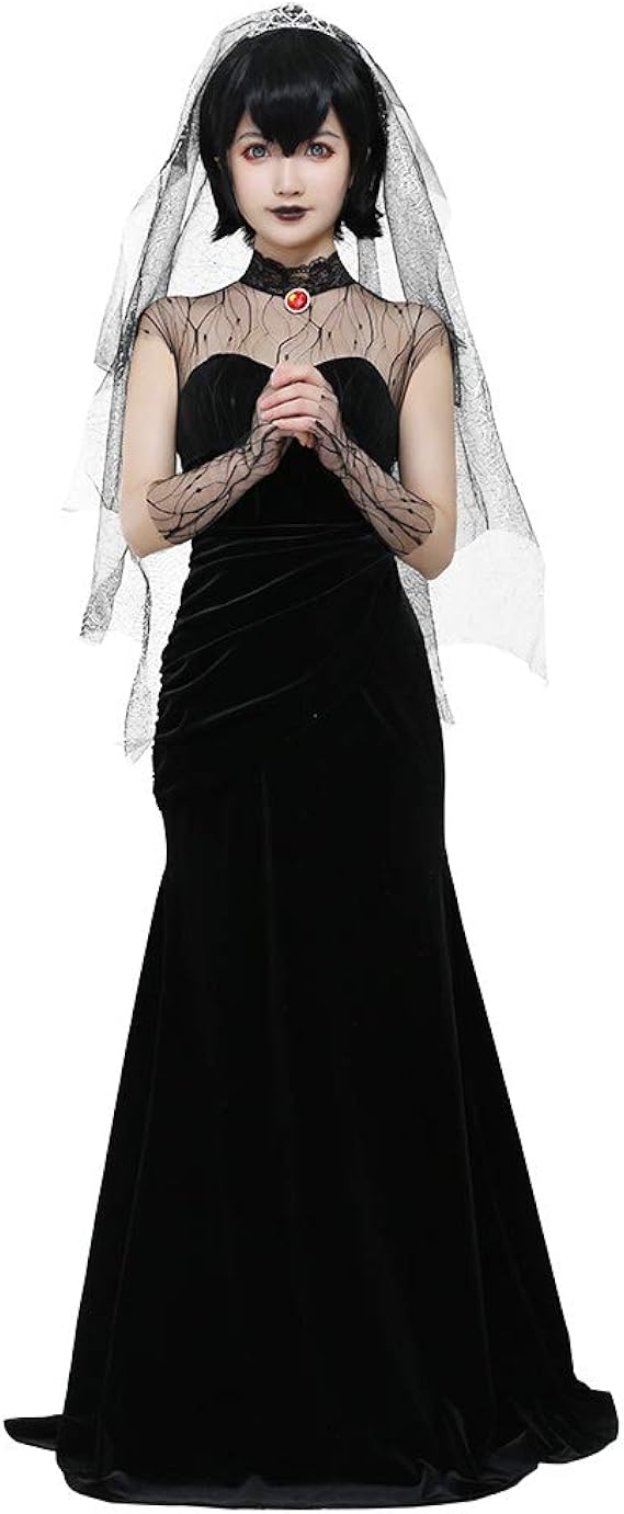 miccostumes 女式 mavis dracula 万圣节服装黑色婚纱