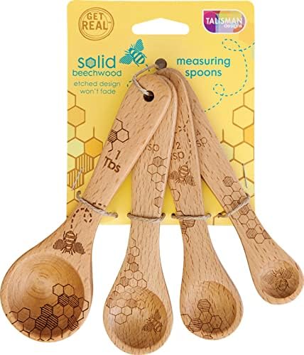 talisman designs beechwood measuring spoons, laser etched with