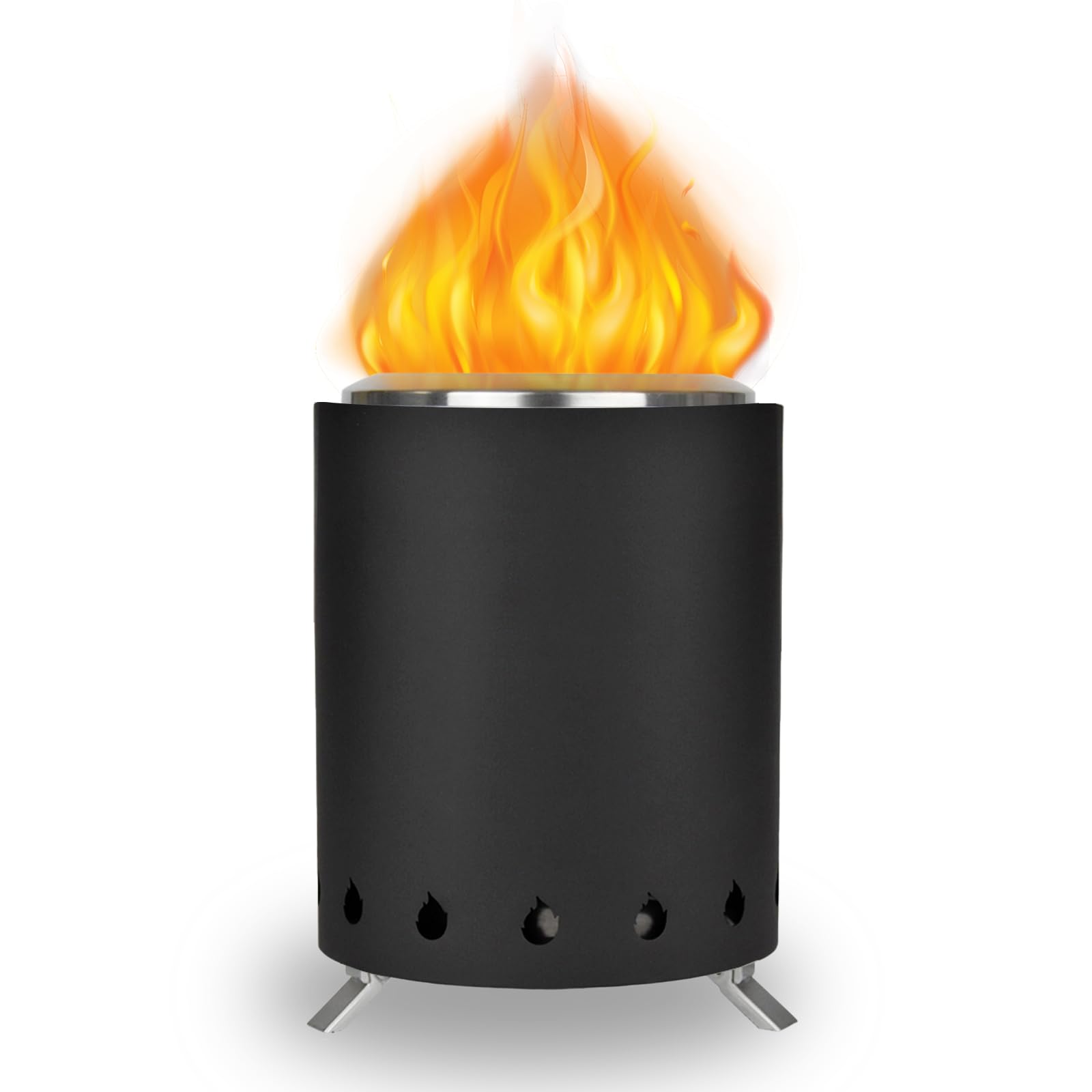 FEIZLINDAO Tabletop brazier, Urban Smokeless Tabletop brazier, Portable Mini brazier, pellet or wood * burning, stainless steel, included travel bag,8.2 x 6.1 inches,2 lb., black