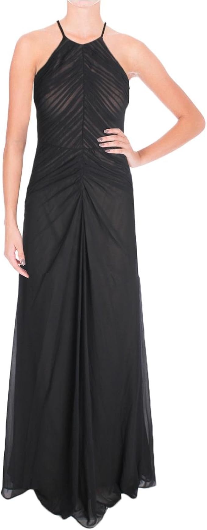 vera wang 女士无袖雪纺褶皱长袍