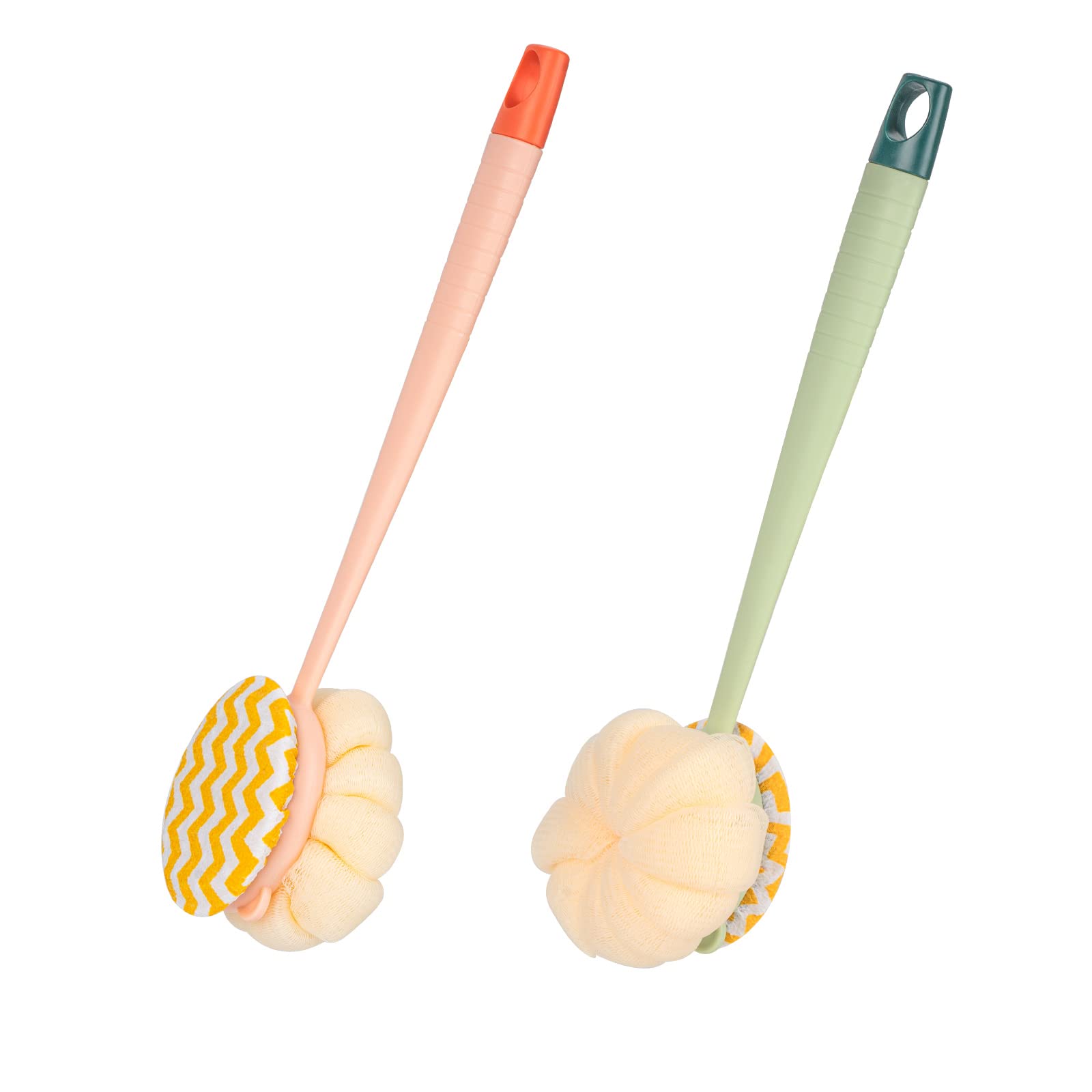 JANKOW set body brush, shower back scrubber, loofah cotton and nylon body scrubber, men's and women's exfoliating brush (*+ orange) face wash brush Gift