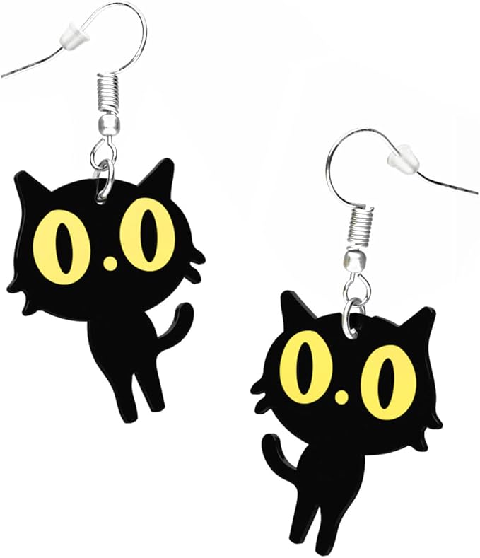 blackcat 吊坠趣味亚克力耳环黑色可爱配饰角色扮演生日