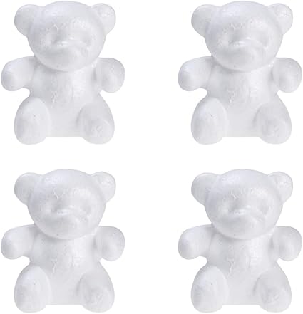 Happyyami 4 件套熊形泡沫白色泡沫形式diy 聚苯乙烯造型泡沫形状diy 玫瑰熊花布置情人节礼物 Happyyami 价格报价图片