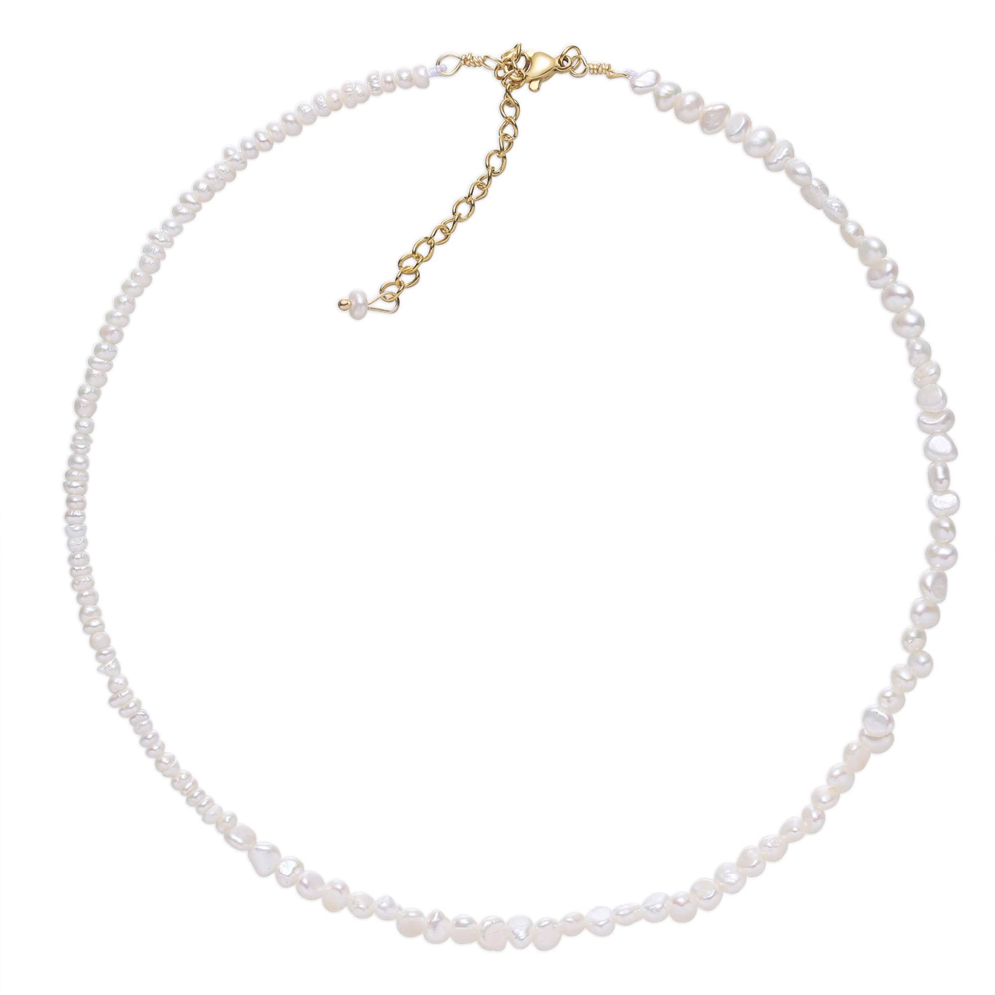 espere Natural freshwater Pearl Necklace Pearl Chain Necklace Choker Baroque freshwater Pearl jewelry Layered necklace 40.64 cm - 45.72 cm