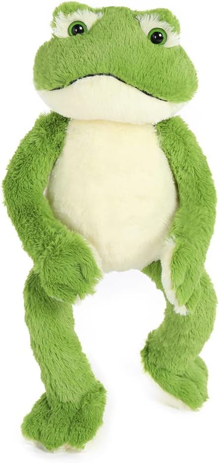 muiteiur 毛绒青蛙填充动物可爱青蛙柔软玩具带白色肚皮礼物给孩子女