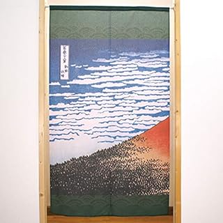 市松图案蕾丝帘 葛饰北斋 凯风快晴 2件装 w850×h1500mm 42346