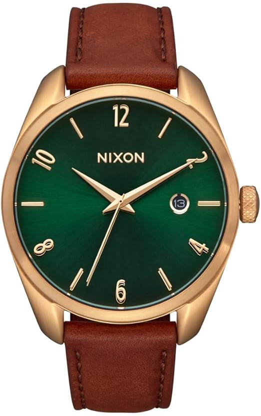 nixon 女士指针式日本miyota石英机芯带三指针和日期显示手表带皮革