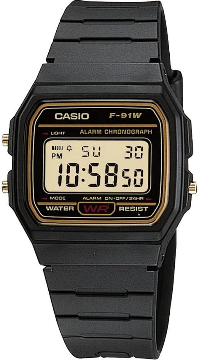 casio 卡西欧数码手表带黑色树脂表带 (f91wg-9qdf)