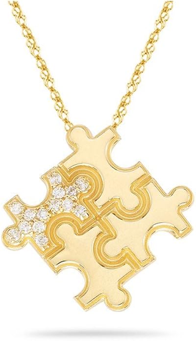 008014克拉si2i1净度和ij色钻石拼图吊坠14k黄金