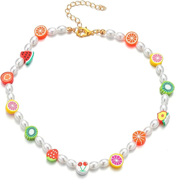 可爱水果项链女士女孩水果首饰夏季海滩配饰送给女儿姐妹的生日礼物