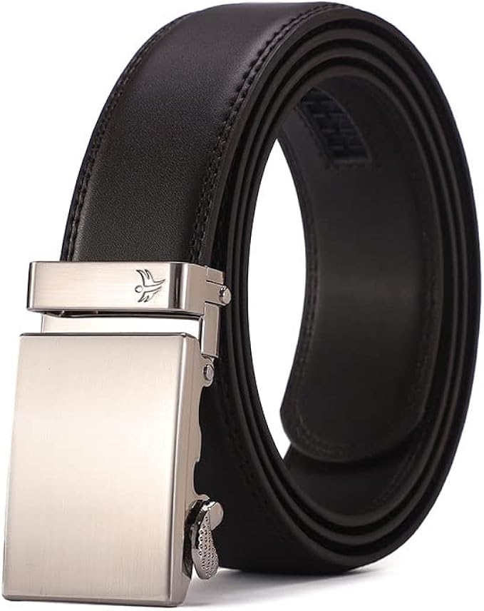 男式皮带皮革棘轮礼服腰带,带自动滑动扣