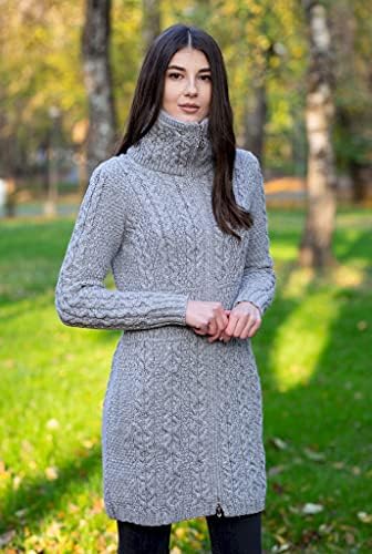 saol 爱尔兰女式开衫带口袋,* 美利奴羊毛爱尔兰长外套 【saol】 服饰