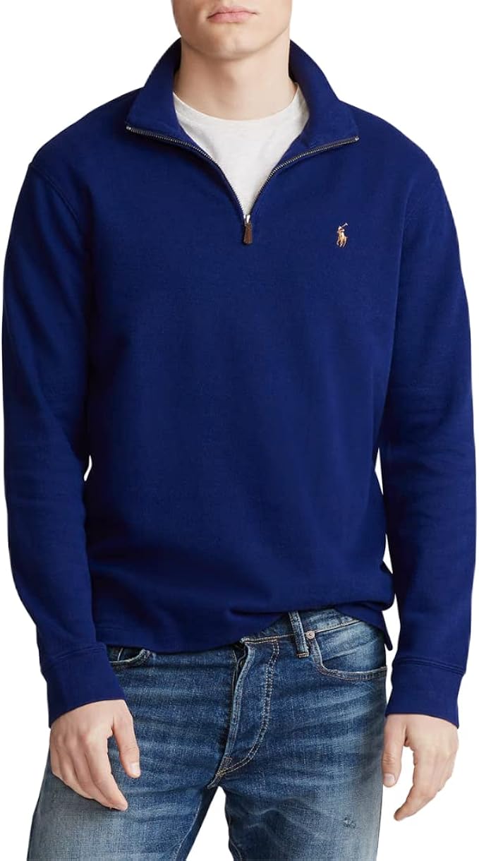 polo ralph lauren 拉夫劳伦男式半拉链法式罗纹棉质毛衣