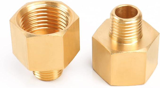 winmien 黄铜管配件,npt 公螺纹到 npt 母六角管接头适配器(1/8 英寸