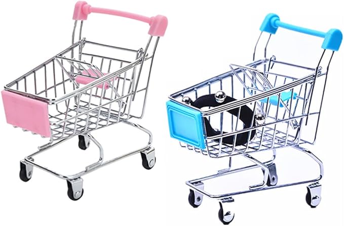 doyifun 迷你超市手推车 2 件迷你购物车超市手推车购物实用购物车