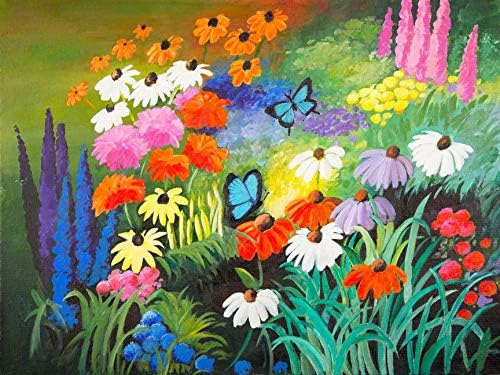 elizabeth stacke 的 buyartforless 蓝色蝴蝶花园 16x12 艺术绘画