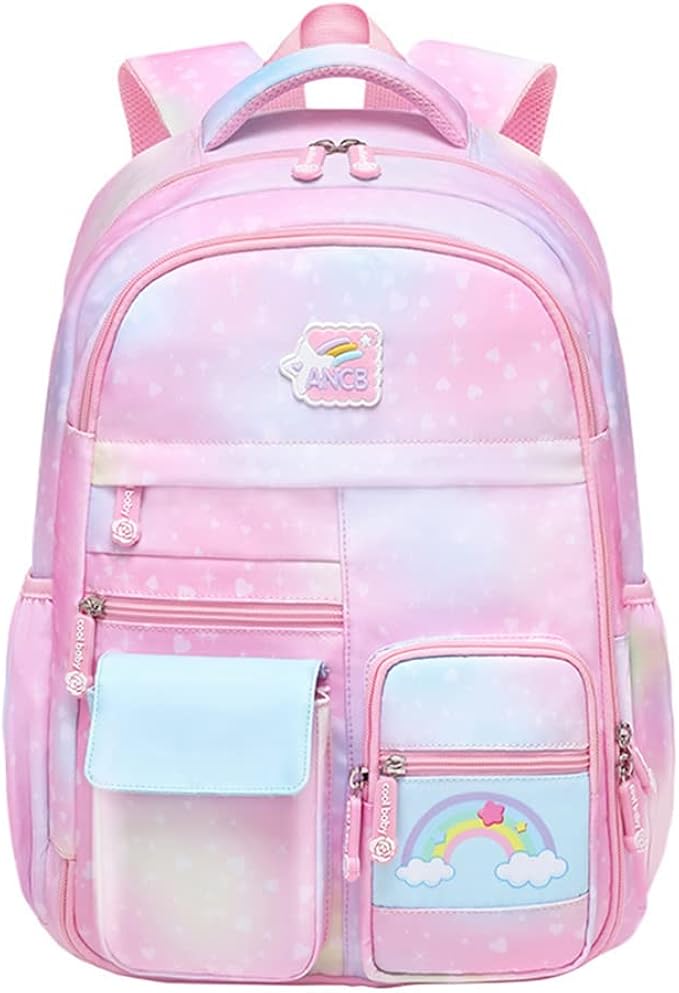 6*29.2*19.05厘米),适合女孩,小学生,中学,儿童书包,粉色, 粉红色