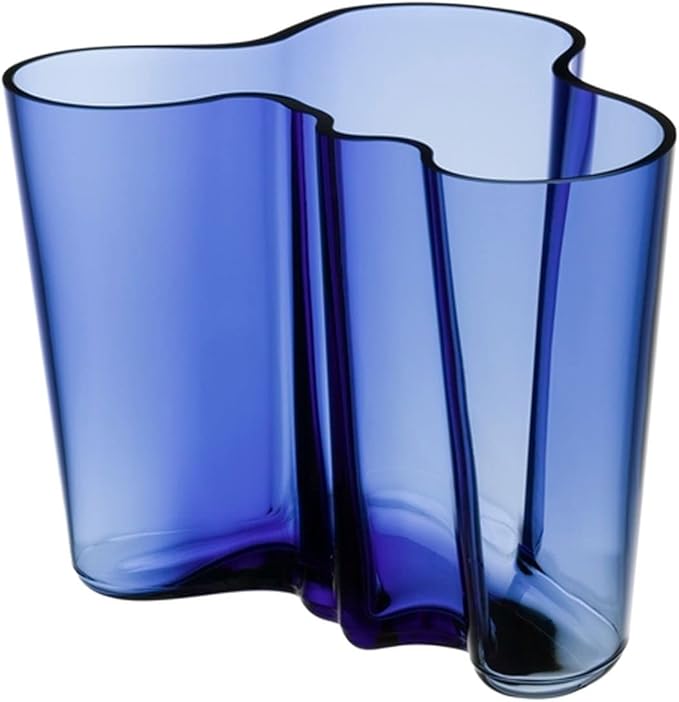 iittala aalto 1062561 花瓶玻璃海蓝宝石蓝 8.25 英寸 x 8.
