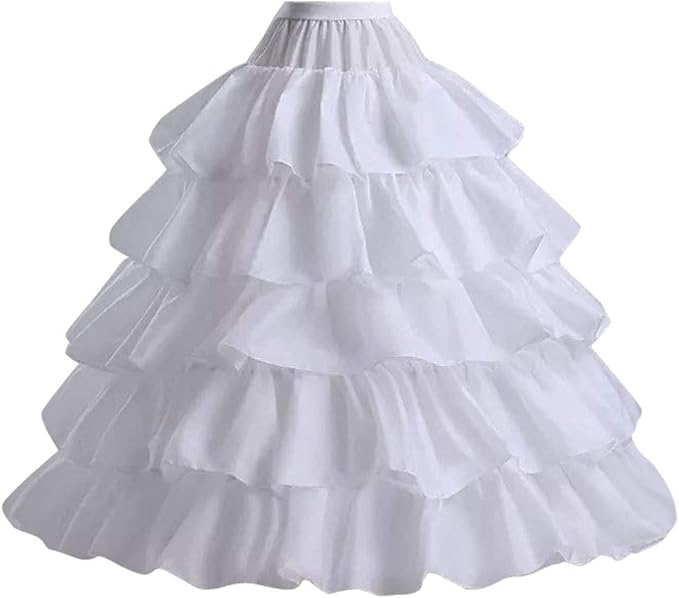 ylmtop 女式衬裙衬裙衬裙 4 个箍 5 层荷叶边婚纱礼服 舞会礼服 ypt