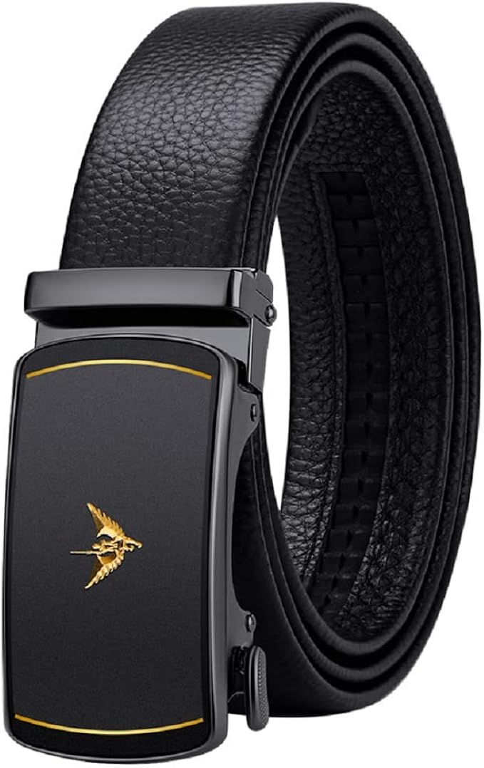 vannanba 男士真皮腰带 自动腰带 时尚独特棘轮设计 男士腰带 带优雅