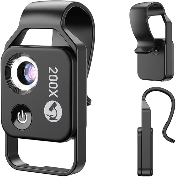 led 灯微型通用镜头带夹持便携式手机智能手机相机放大镜(黑色 cpl)