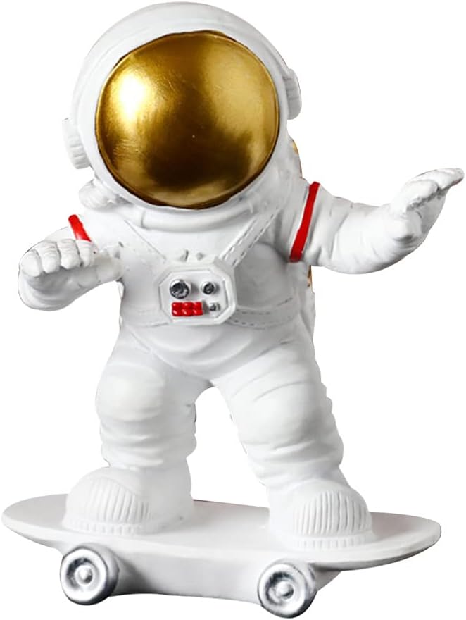 aboofan 宇航员树脂娃娃迷你太空人滑板迷你小雕像汽车桌面人像宇航员