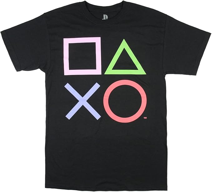 playstation男式控制器按钮图标徽标图案t恤