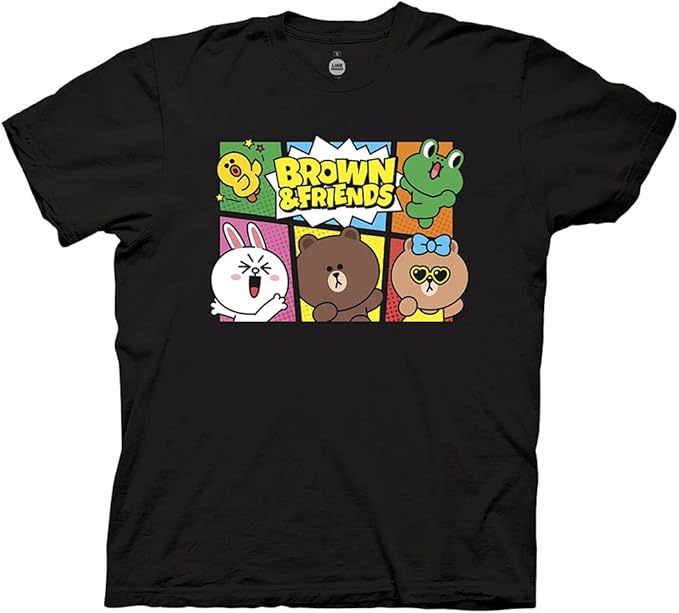ripple junction 男式棕色和朋友 t 恤 - line friends 棕色和朋友