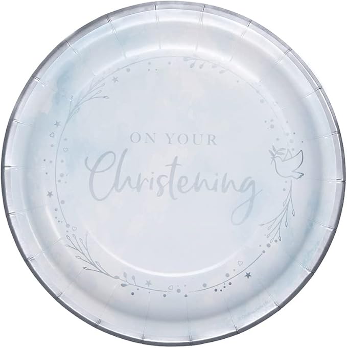 creative party on your 洗礼纸餐盘,蓝色