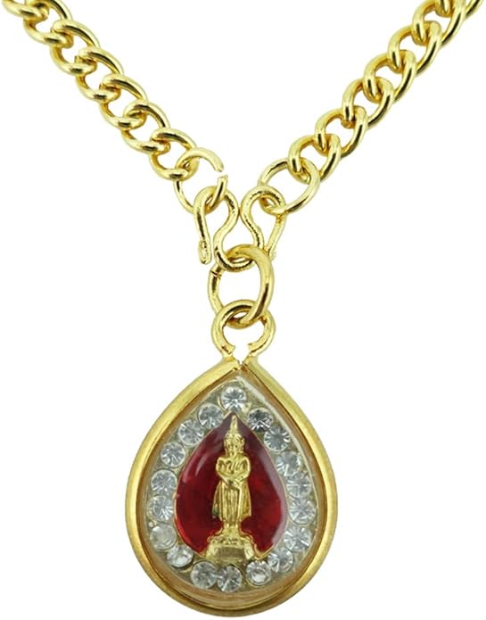 siwalai 泰国幸运吊坠生日 – 周日 – 佛像护身符吊坠,镀金透明水晶