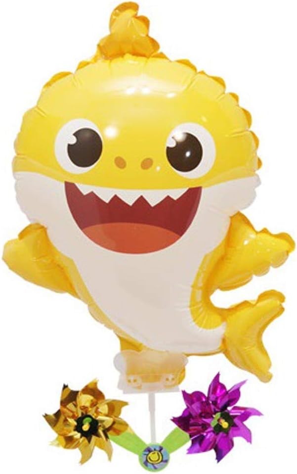 pinkfong 婴儿鲨鱼气球,带风车生日野餐派对用品