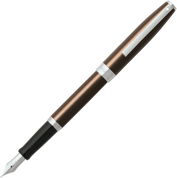 sheaffer sagaris,金属棕色,镀铬装饰,钢笔:中号笔尖 (e0948053)
