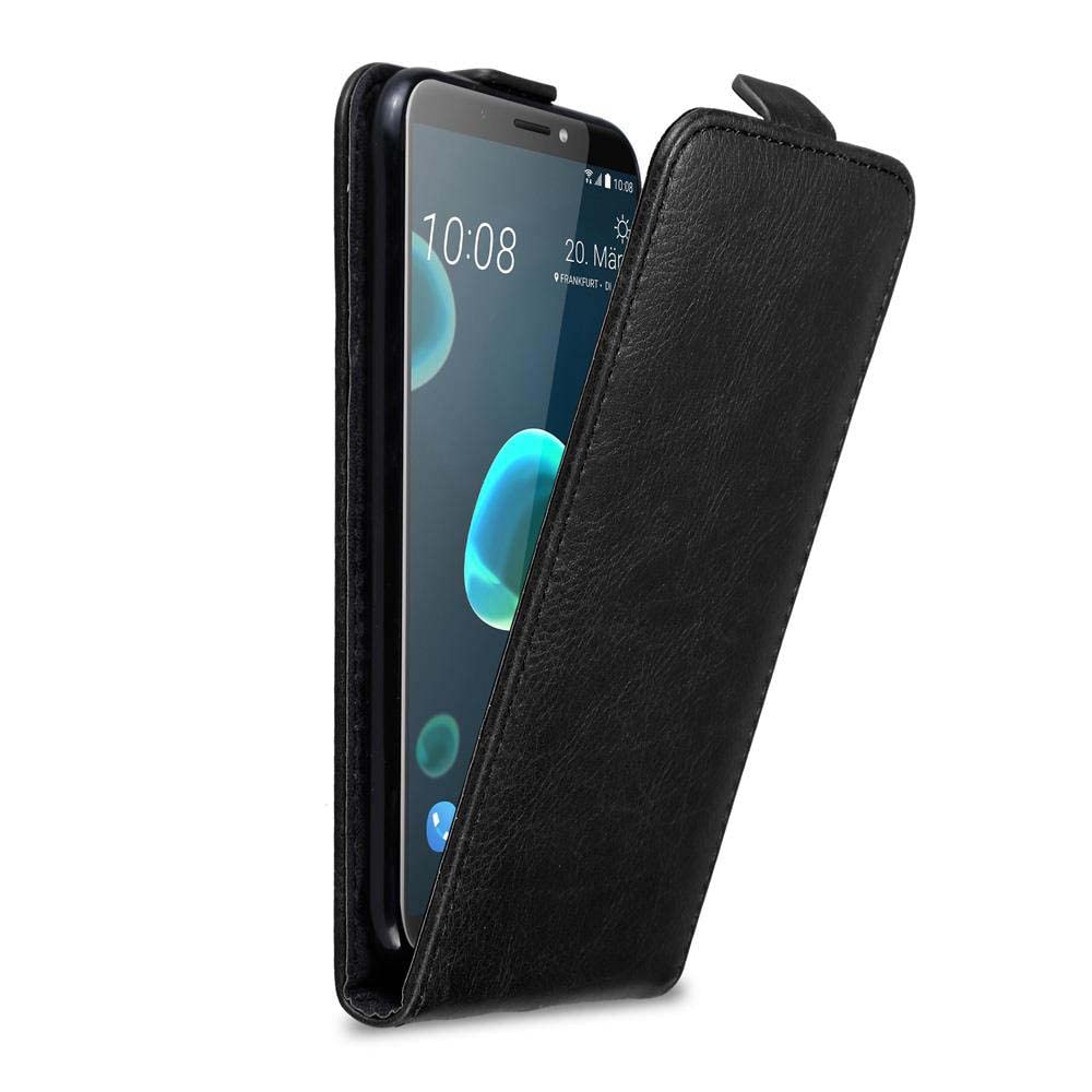 Cadorabo case works with HTC Desire 12 Plus, black - clamshell case with magnetic buckle opening and closing - Wallet Etui protective pouch PU leather clamshell