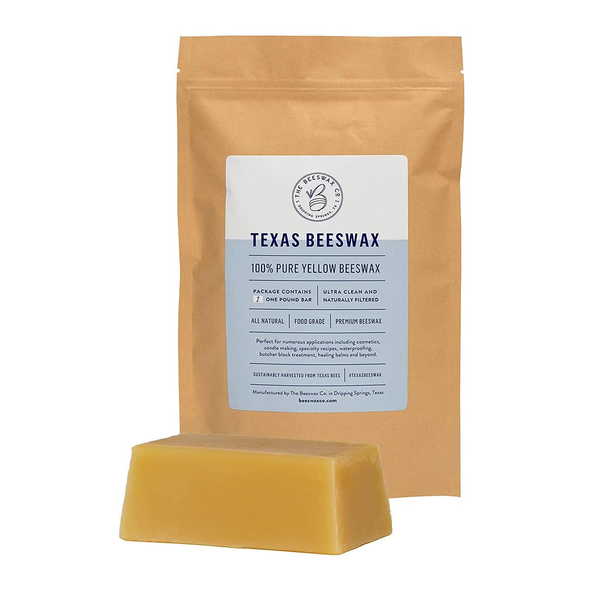 B The Beeswax Co. Lb about 0.45kg pure Texas beeswax Cosmetic Grade Texas beeswax ()