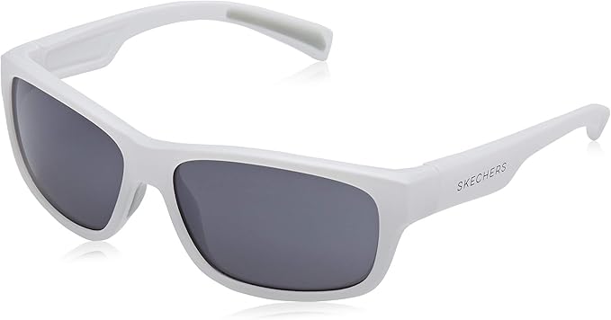 skechers 斯凯奇男式 se6035 太阳镜,白色/烟雾镜),58
