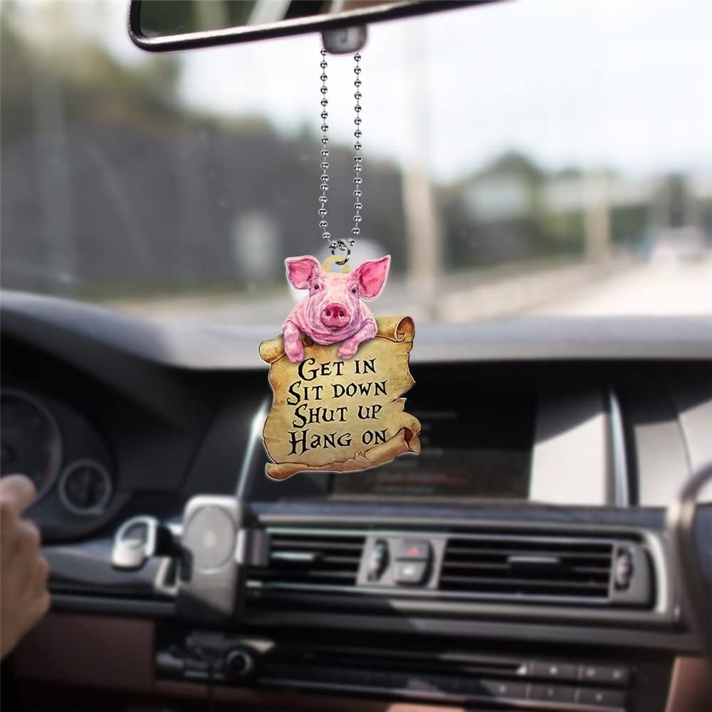 Car hangings Rearview mirror hangings, pig mirror car hangings, sit down close hangings car interior accessories, cut animal window hangings suitable for car home decorations